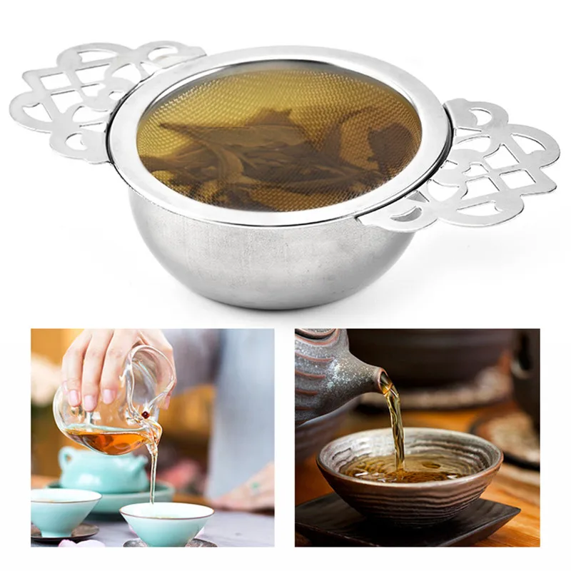 VOGVIGO Stainless Steel Tea Strainer With Drip Bowl Easy Clean Loose