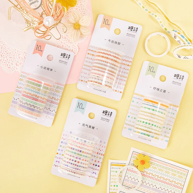 

Mohamm Sunny Rainbow Series Color Washi Masking Tape Release Paper Stickers Scrapbooking Stationery Decorative Tape