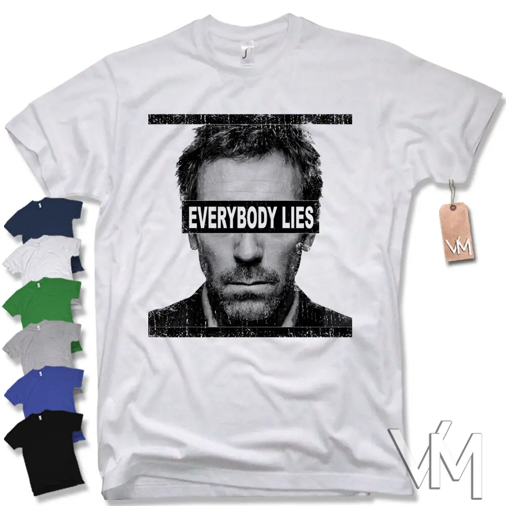 Футболка с надписью Everybody Lies Dr House Iconic Fun Series размер S-Xxxl | Мужская одежда