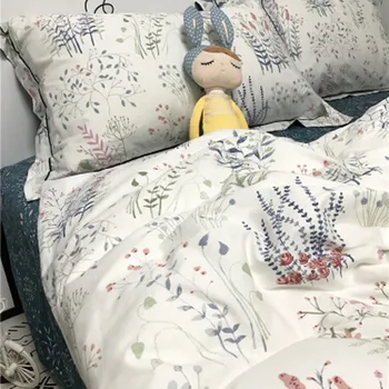 

Twin size 100% cotton flower summer soft bed sheet bedding sheet pillowcase quilt cover 4pcs bed sets