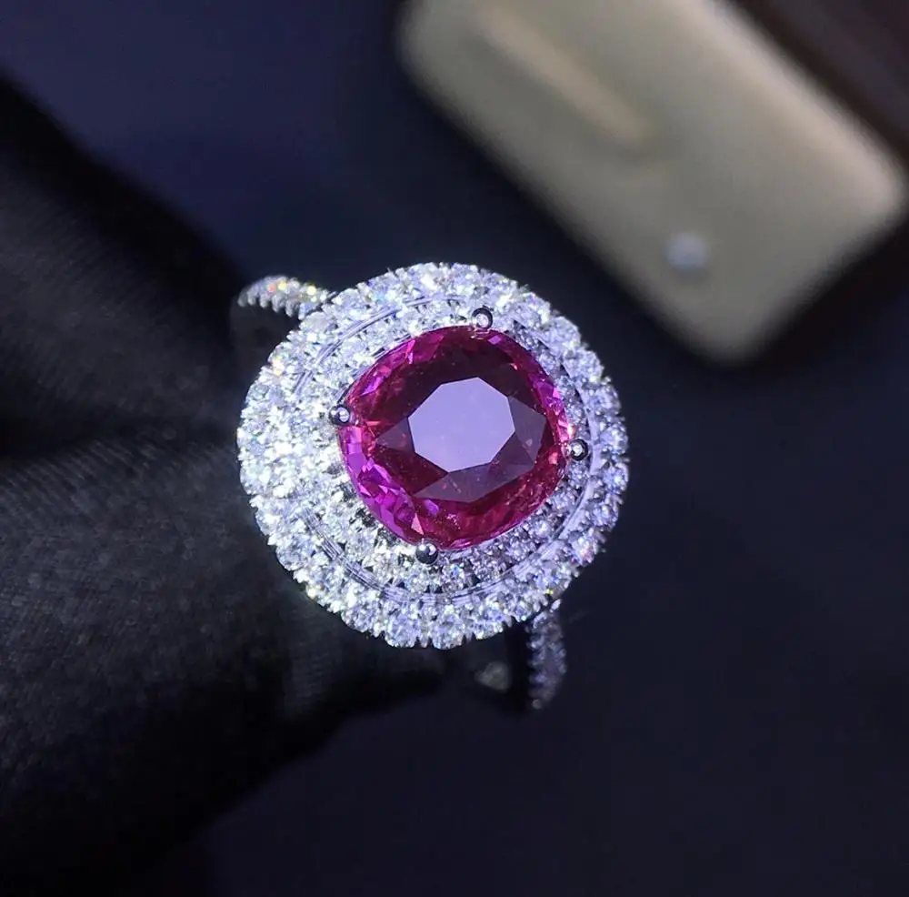 Сапфировое Кольцо 2.25ct J1207 чистое 18 К золото Природный розовый сапфир падпарадша