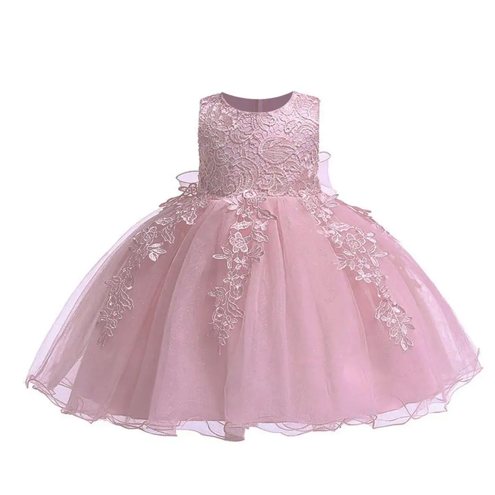 Vestido infantil/Детское платье для девочек; Рождественская Одежда для девочек; платье принцессы для первого дня рождения, свадьбы; одежда для детей 3, 6, 9 месяцев - Цвет: Bean Pink