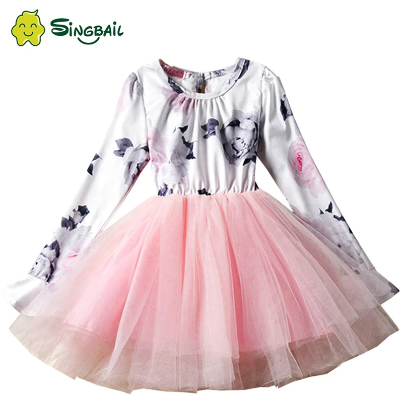 Зимние Детские платья для девочек с длинными рукавами, детская одежда печатная пачка балерины, костюм для девочек повседневная школьная одежда праздничное платье принцессы