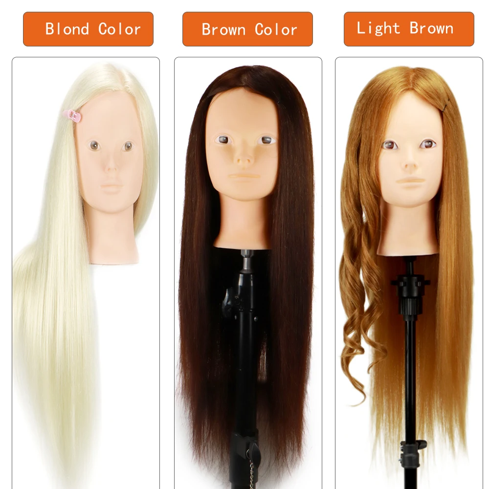 Colourful Doll Head with 85% mixed 60cm human hair For Hairdressers Mannequin Head Hairstyles Hairdressing Styling Training Head - Image 3