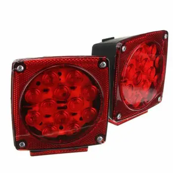 

2pcs LED Submersible Square Lights IP67 Waterproof Trailer Under 80" Tail Brake Boat Stud Mount LED Taillight