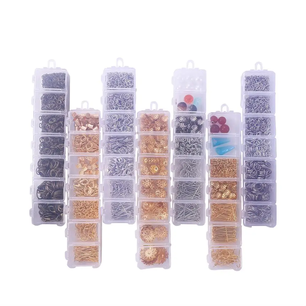 A Set 7 Grids Jewelry Findings Box With Jump Rings/Clip Buckle/Drop Kit/Earring Hooks For DIY Earring Making Accessories | Украшения и