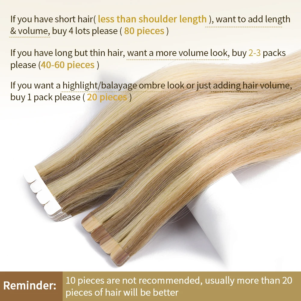 ZURIA Mini Tape In Hair Extensions Machine Remy Natural Hair Extensions Human Hair Straight 20 Inchs Seamless Adhesive Skin Weft