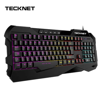 

TeckNet 101 Keycaps Wired Gaming Keyboard Black UK Keyboard Backlit Professional Waterproof Computer Gaming Keyboard