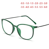 TR90 Round Nearsighted Eyeglasses Women Men Retro Oval Student Finished Myopia Glasses Prescription  -0.5 -0.75 -1.0 -1.5 To -6 1
