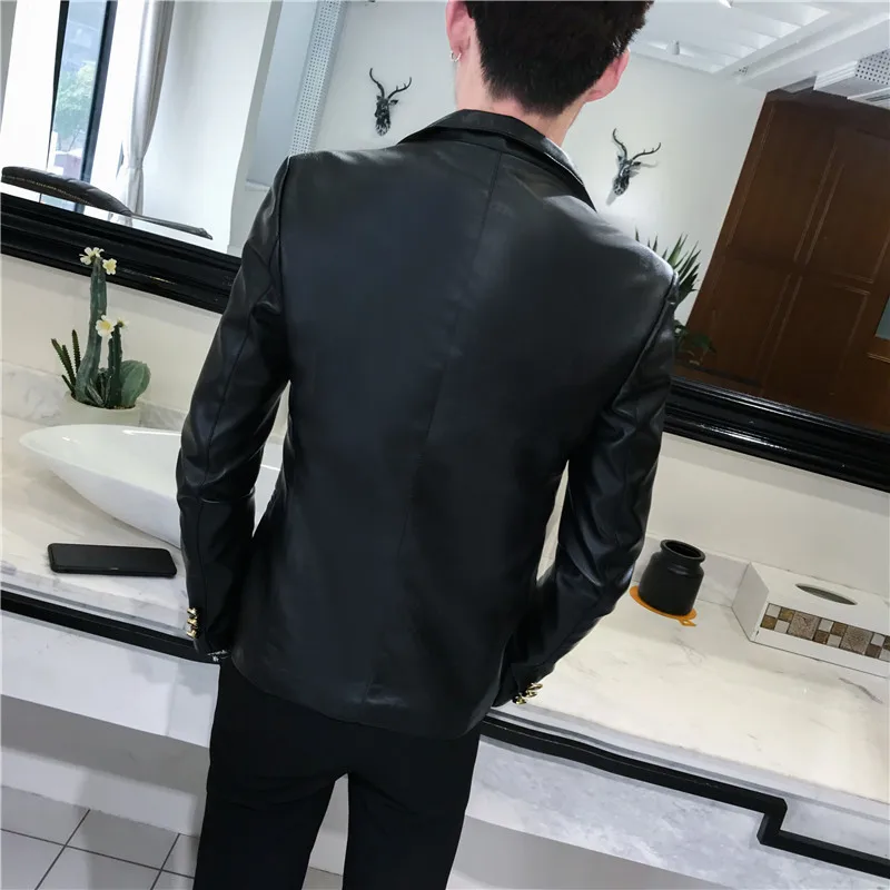 2019 autumn new men's artificial leather blazer men's fashion slim jacket white red black fashion streetwear leather blazer 2019 autumn new men's artificial leather blazer men's fashion slim jacket white red black fashion streetwear leather blazer
