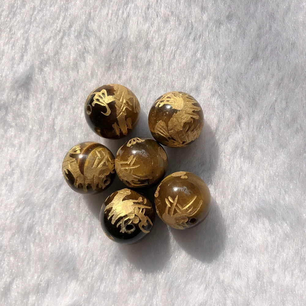

Wholesale 6 beads/pack Natural Tiger Eye Beads Golden Dragon Craved Bead 8mm 10mm 12mm Hand Craved Stone Beads for jeweley