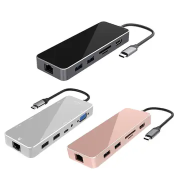 

Laptop Usb-c Port Expansion Dock HDMI / VGA / USB3.0 / 2.0 / Audio / Card Reader / Gigabit Network Port Multi Interface