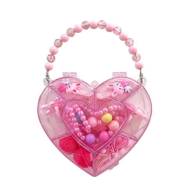 Pretend Toy Children Jewelry Necklace Bracelet Ring Hairpin Gift Box Girl Children Toy 5