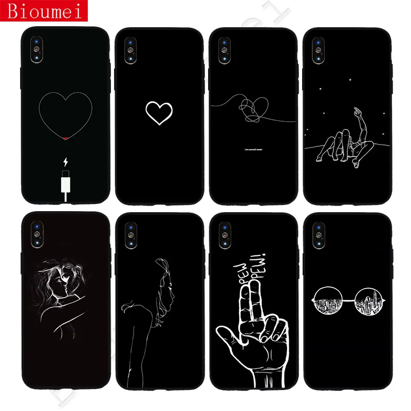 Heart Love Monochrome Mood Soft TPU Case for Samsung Galaxy S10 Plus S10e S6 S7 Edge S8 S9 Darkness Pew back cover Fundas |