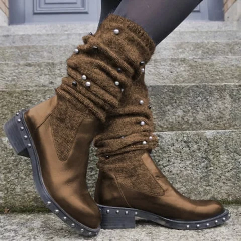 Прямая поставка Для женщин из грубой шерсти классические ботинки со стельками женские пикантные босоножки на осень-зима леди плоские каблуки, удобные обувь женская обувь; botas mujer