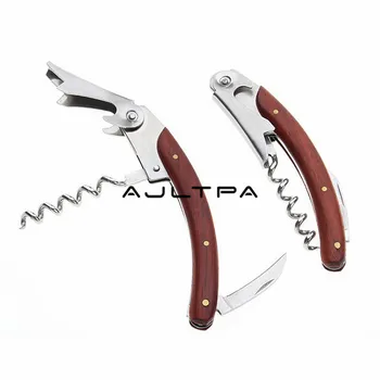 

50pcs Hot Fashion Style Wood Handle Bottle Opener Good Quality Multifunction Bottle Opener Portable Screw Corkscrew Wine Opener