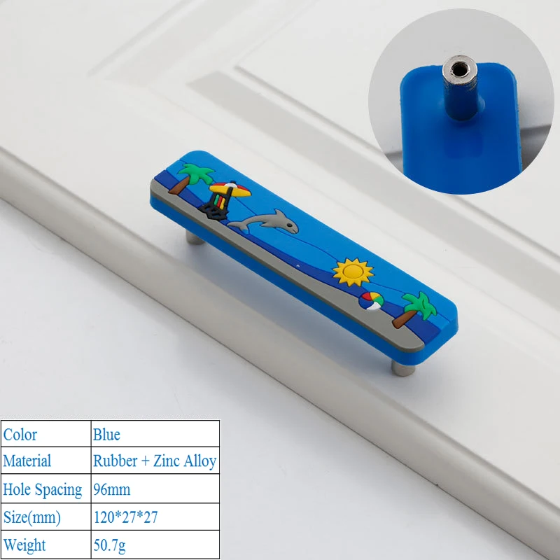 6297-96mm Blue Милые детские деревянные дверные резиновые ручки кухонная ручка для шкафа Мебельная ручка для шкафа ручки для шкафа лаконичные круглые ручки для ящиков - Цвет: 6297-96mm Blue