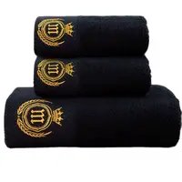 AHSNME Black High-end Custom LOGO Face Towel Bath Towel Hotel SPA Nail Salon Barber Customized Name Initials 1