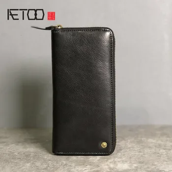 

AETOO Large-capacity wallet, leather multi-function men's wallet, handmade simple long mobile phone bag