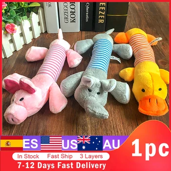

Cute Pet Dog Toys Cat Plush Squeak Sound Dog Toys Fit For Funny Fleece Durability Chew Molar Toy All Pets Elephant Duck Pig Toy
