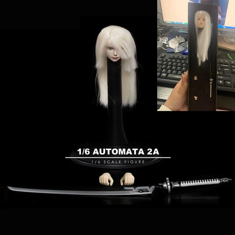 1/6 스케일 TF02 NieR:Automata A2 여성 여자 머리 12 인치 젊은 아..