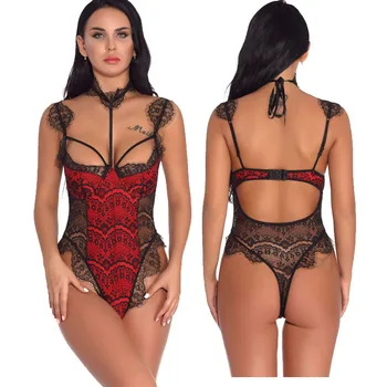 

Plus Size S-XL Women Sexy Lingerie Babydoll Sleepwear Lace Up Dress Jumpsuit Bodysuit Erotic Leotard Underwear
