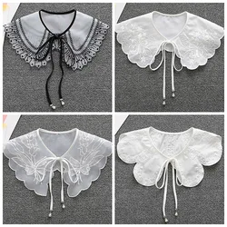 Sweet Lapel Fake Collar for Women's Shirt Detachable Vintage Lace Bowknots Collars Half Shirt False Collars Neckwear Accessories