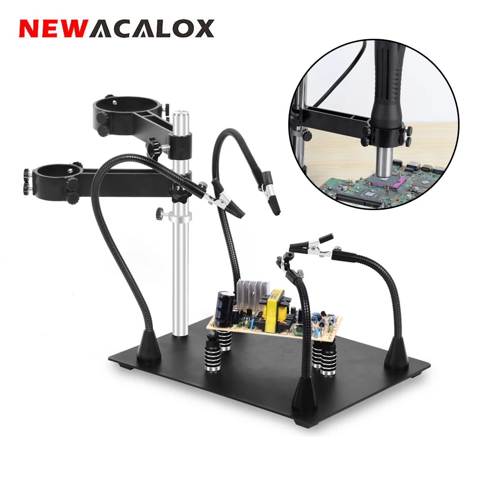 Hot Air Gun Soldering Station NEWACALOX Multifunctional Hot Air Gun Frame with Third Helping Hand for 878D 858 Soldering Station Repair Welding BGA PCB Chips