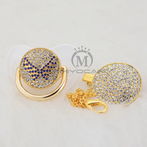 MIYOCAR Bling blue wing соска и зажим набор соска держатель цепи bling blue wing соска уникальный дизайн ABWG - Цвет: ABBF-2-1   0-6M