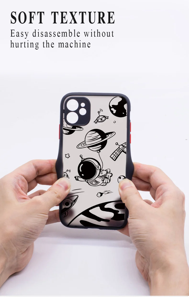 Luxury Cartoon Space Astronaut Phone Case For iPhone 11 12 Pro Max Mini XS X XR 7 8 Plus Matte Shell Silicone Shockproof Cover iphone 13 mini flip case