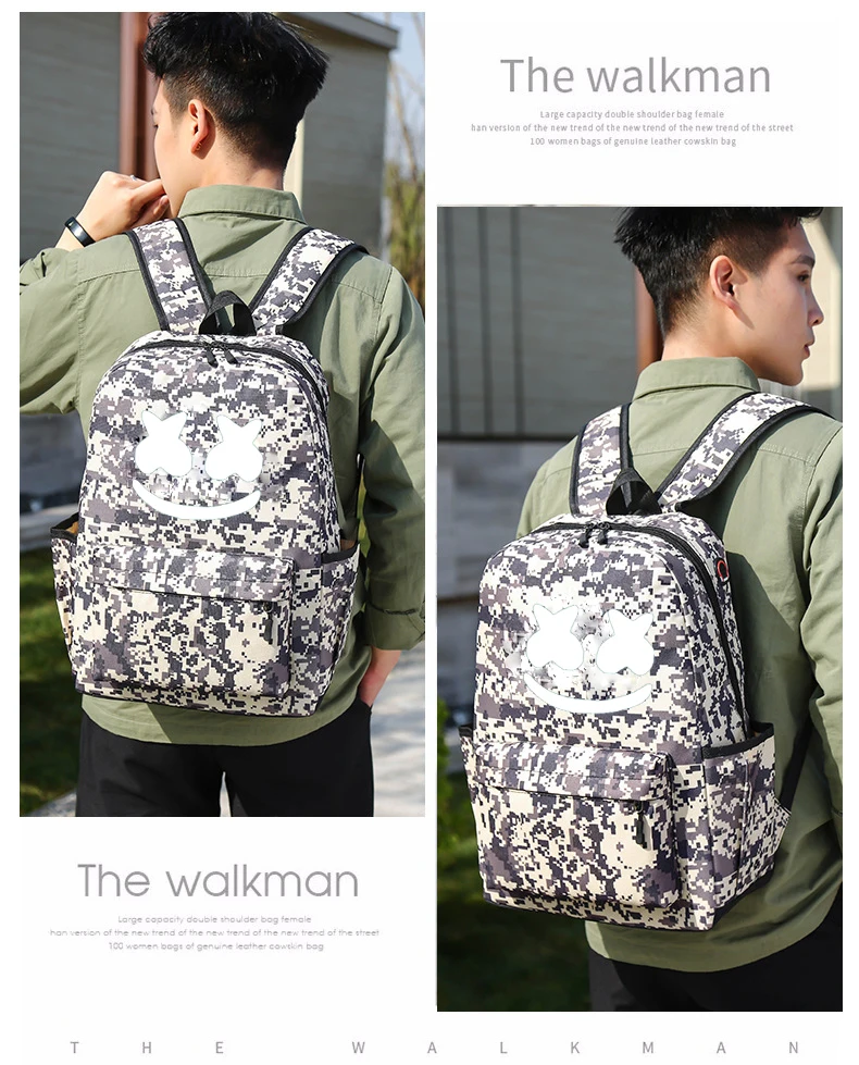 DJ Marshmallow рюкзак для мальчиков подростков школьные сумки на плечо светящийся студенческий рюкзак туристический рюкзак Набор