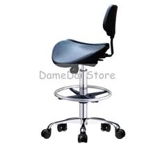

Hydraulic Saddle Stool Office Chair with Backrest Rolling Adjustable Height for Clinic Dentist Spa Massage Medical Salons Studio