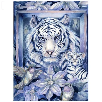 

5D DIY Diamond Painting Animal Tiger Full Round Diamond Diamond Embroidery Cross Stitch Resin Drill Home Decor