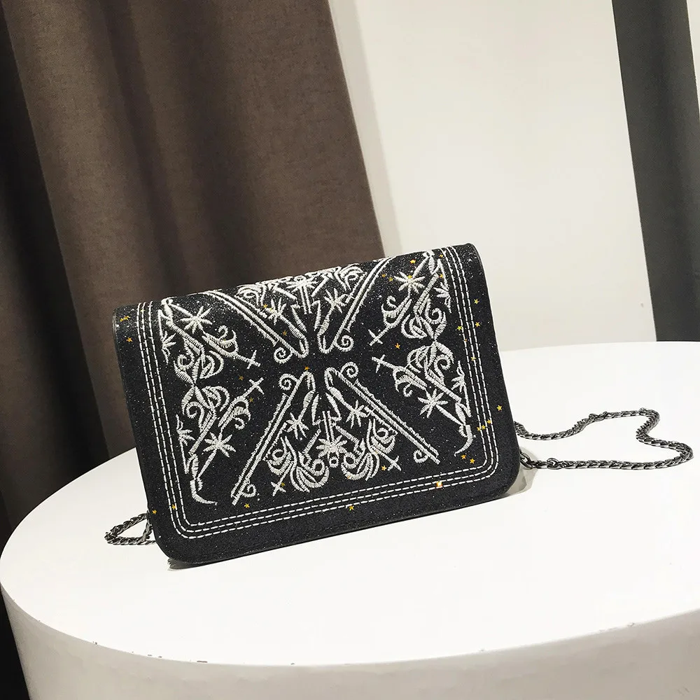 Сумки через плечо для женщин вышивка красивая сумка блестки Bling Национальная женская сумка на плечо
