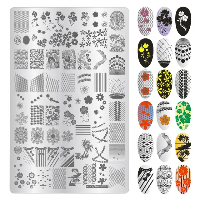 Big Size 9.5*14.5cm Nail Stamping Plates Flower/geometric shaped nail art template for DIY nail art decoration plate tools PLUS14