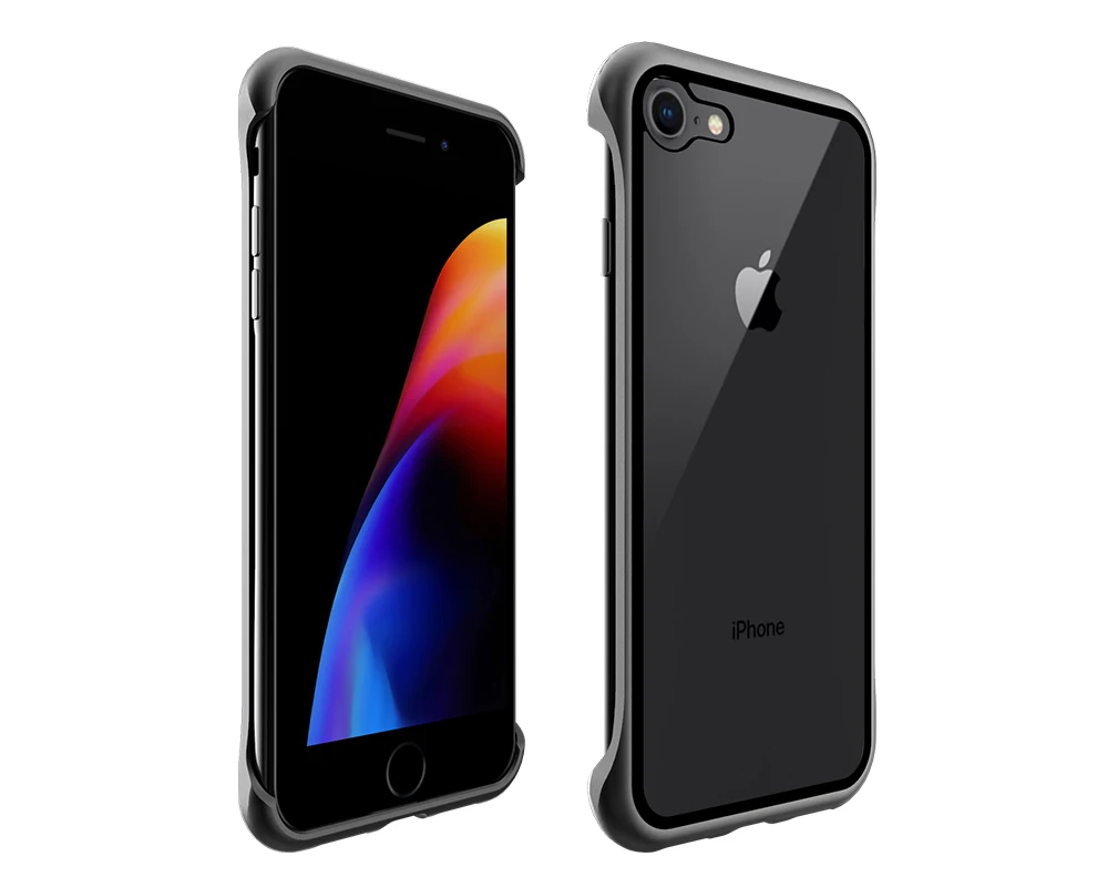 Ультратонкий противоударный чехол для телефона Apple iPhone 8, 7 Plus, Роскошный Алюминиевый металлический чехол с защитой от царапин, 9 H, чехол из закаленного стекла
