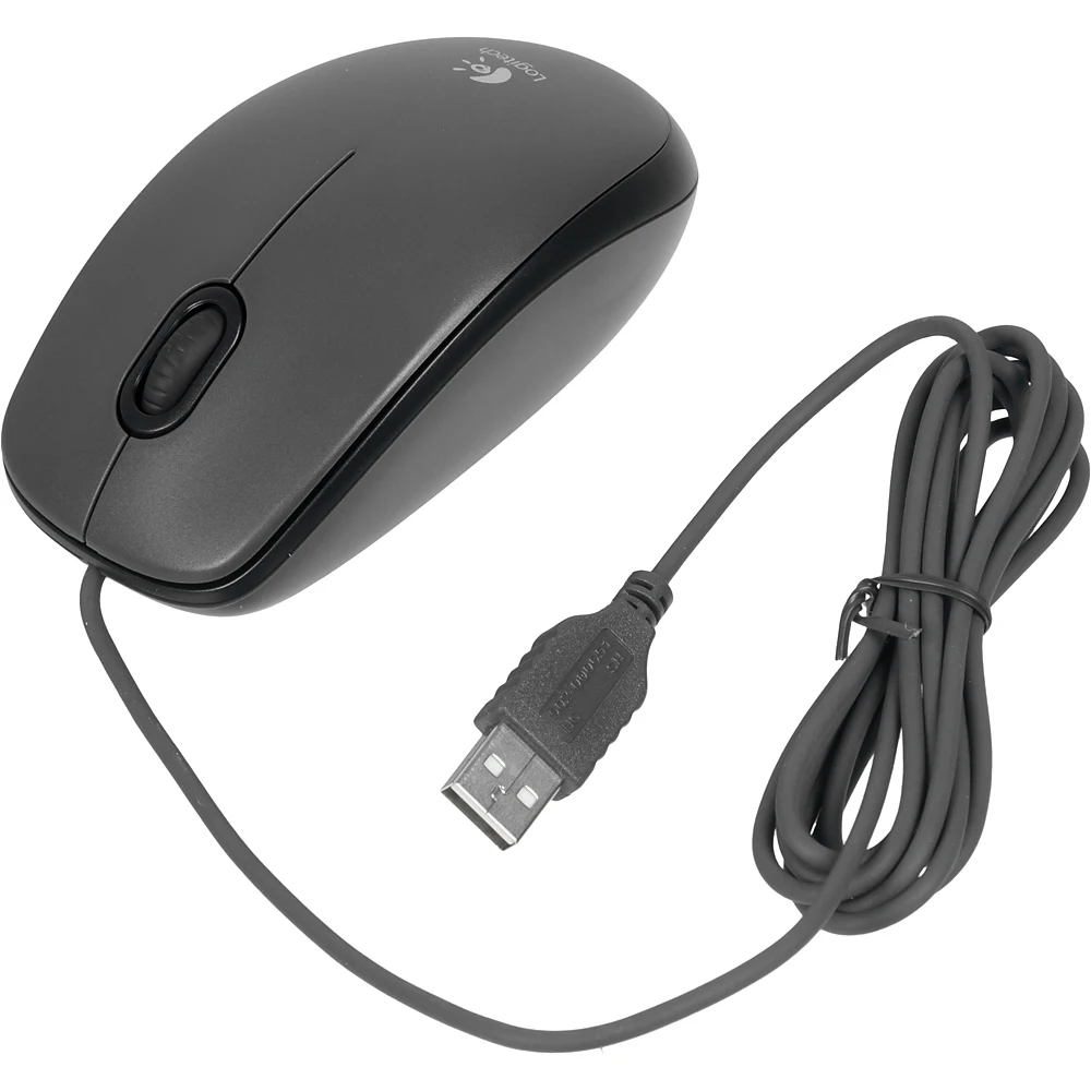 Мышь LOGITECH M100, проводная, USB, черный и темно-серый