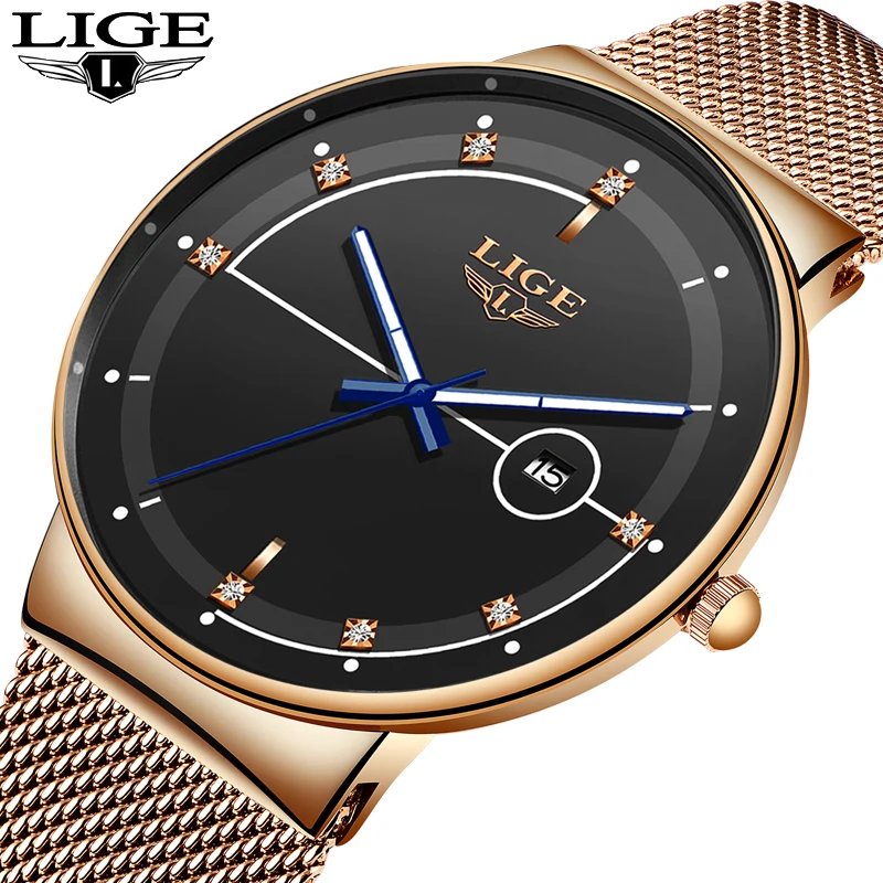 Reloj Mujer 2019 LIGE новые женские роскошные брендовые часы простые Кварцевые