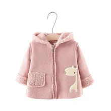 Пальто для маленьких девочек; Новая модная куртка для маленьких девочек с рисунком оленя; детский наряд с капюшоном; зимняя детская куртка; верхняя одежда