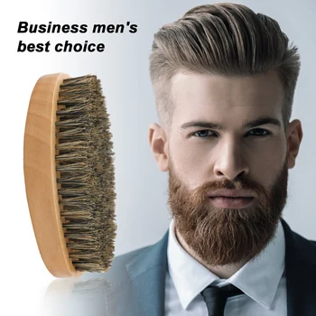 

Beard Brush Round Wooden Handle Mustache Comb Distribute Balm or Oil for Bristles Styling Grooming Tool Softening Conditioning