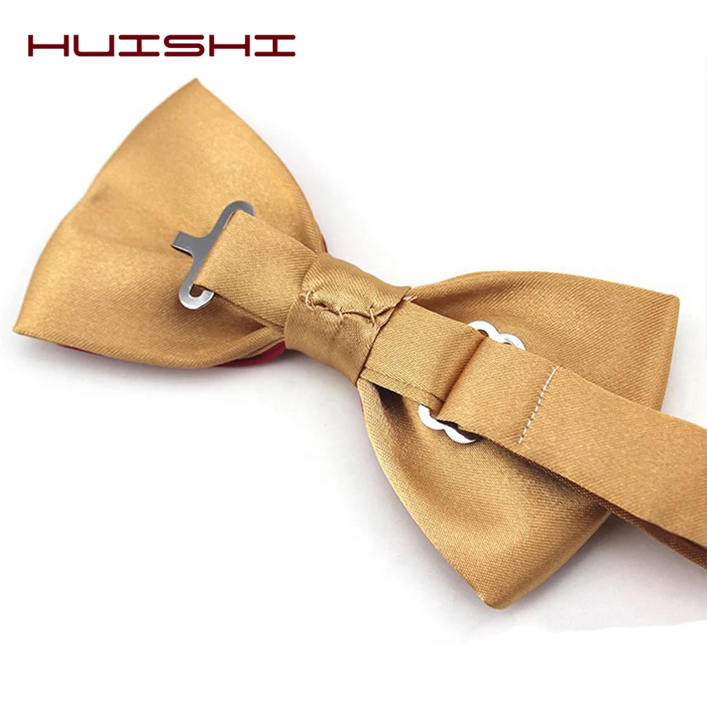HUISHI Mode Mann Fliege Polyester 2-lagige Krawatte Einstellbare Erwachsene Fliege Für Party England Stil Frau Hochzeit Solide – Detail 7