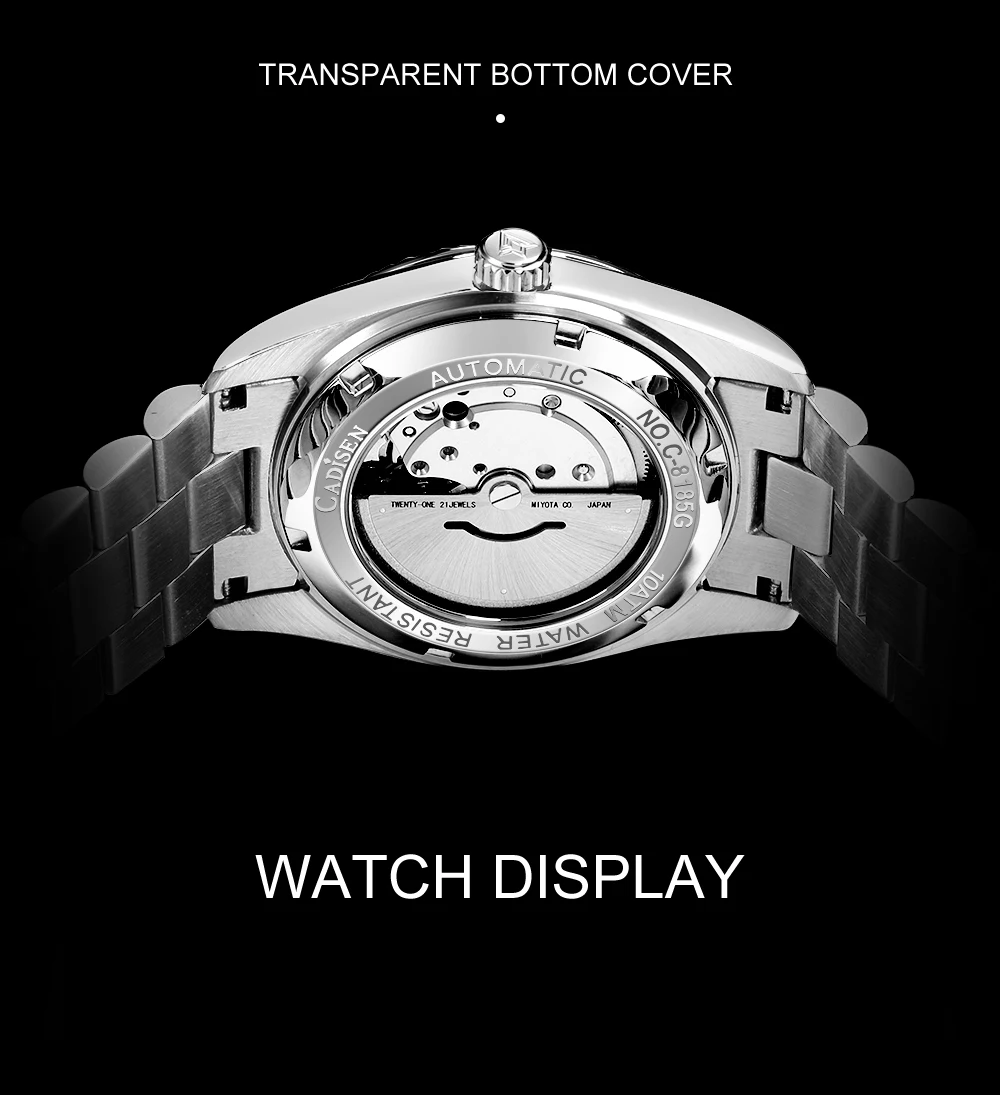 CADISEN 2021 Men Watches Swimming 10Bar Waterproof Screw Crown Japan Miyota Movement Mechanical Watch Newest Version Wristwatch