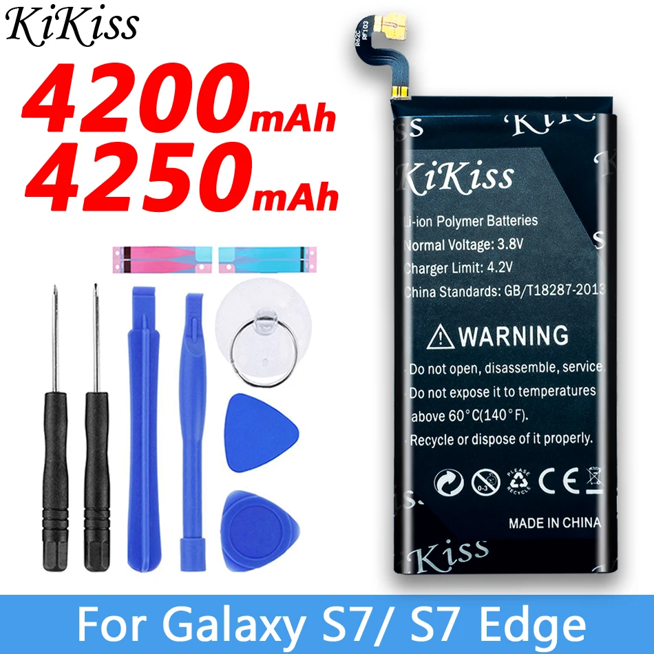 Бесплатный инструмент, аккумулятор KiKiss для samsung Galaxy S7/S7 Edge, аккумулятор для мобильного телефона SM G930 G930F G935 G935FD EB-BG930ABE/EB-BG935ABE