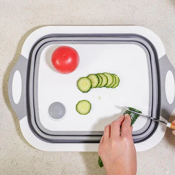 

OUYXR Folding Cutting Board Multifunctional Drainer Basket 2-in-1Chopping Board Washing Basket