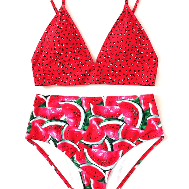 

K8356 Split Swimsuit Female Adult New Explosion Watermelon Printed Bikini Floral High Elasticity Bikini Women's Split Swimsuit