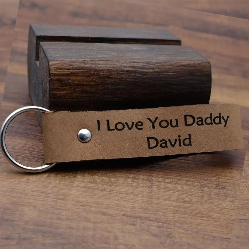 

Personalized Keychain For Dad Leather Keychain Customize Name Leather Keyring Fathers Day Gift