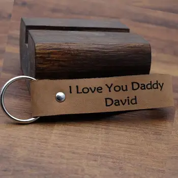 

Personalized Keychain For Dad Leather Keychain Customize Name Leather Keyring Fathers Day Gift