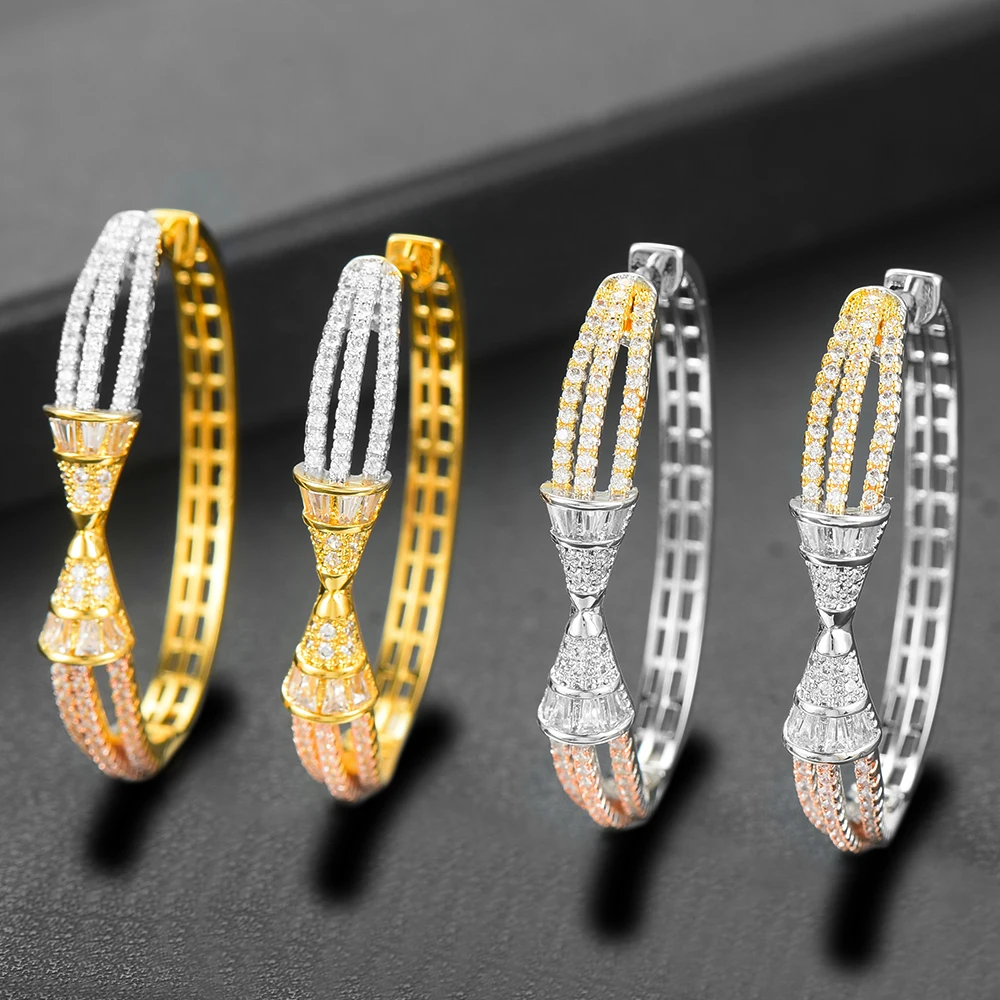 

SISCATHY Trendy Elegant Big Statement Women Earrings Luxury Full Mirco Cubic Zircon Earring for Women Bridal Wedding Jewelry