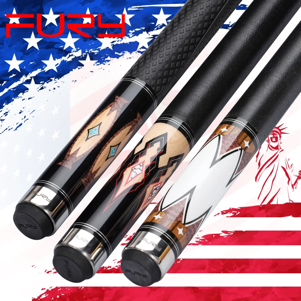 

Official FURY DE Billiard Pool Cue 11.75/12.75mm Tiger Tip Hard Maple Half Technology Shaft Cue digital engraving style Stick