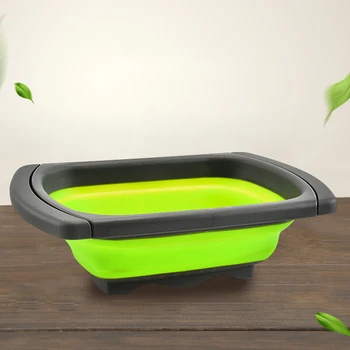 

Household Kitchen Sink Washing Baskets Retractable Rubber Plastic Drain Baskets Portable Plastic Folding Filter Fruit box